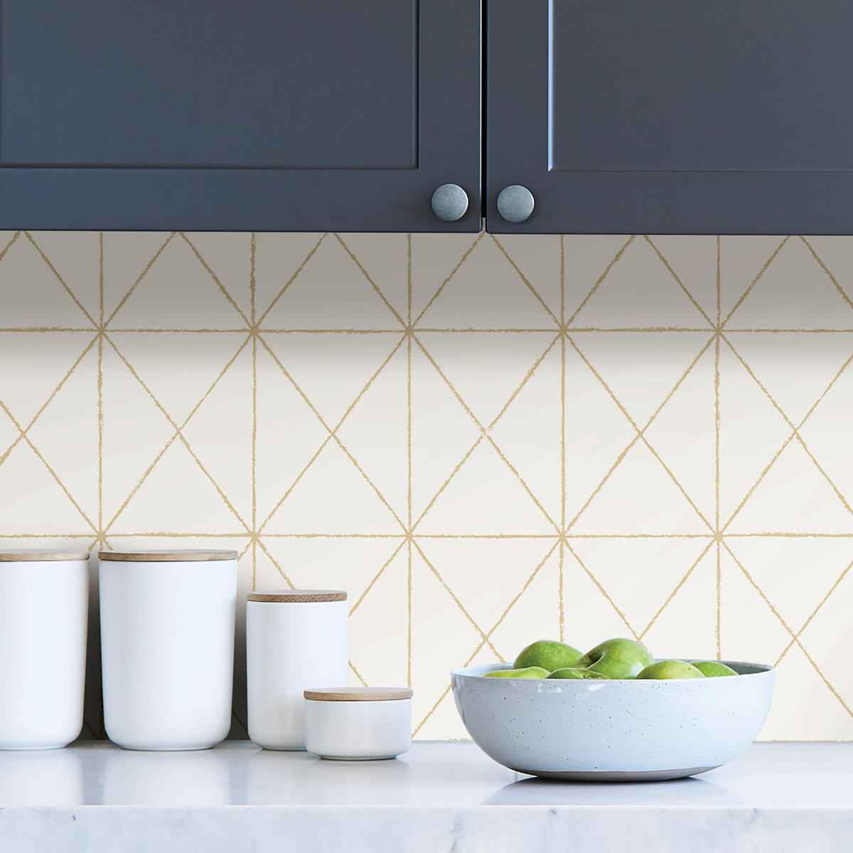 White Gold Get in Line Peel and Stick Wallpaper - York Wallcoverings - NUS3577 - York Wallcoverings Wallpaper