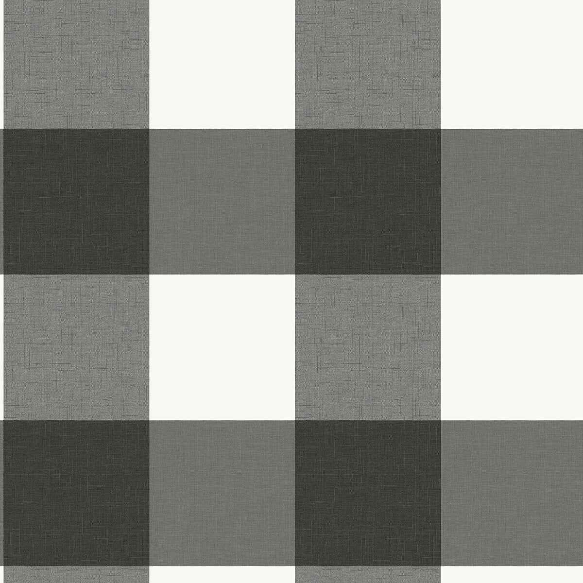Charcoal Farmhouse Plaid Peel and Stick Wallpaper - York Wallcoverings - NUS3624 - York Wallcoverings Wallpaper