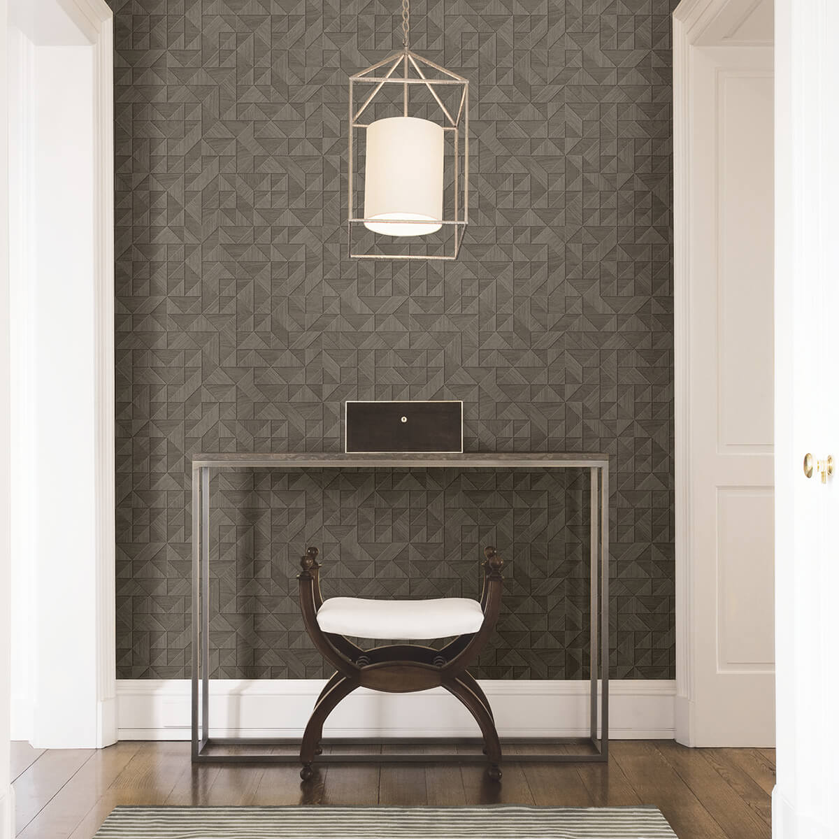 gallerie-dark-grey-triangle-geometric-wallpaper-york-wallcoverings-2896-25327 - York Wallpaper Wallpaper