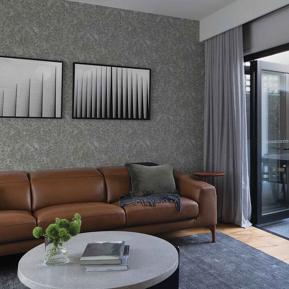 Abigail Grey Damask Wallpaper - York Wallcoverings - 2945-2755 - York Wallcoverings Wallpaper