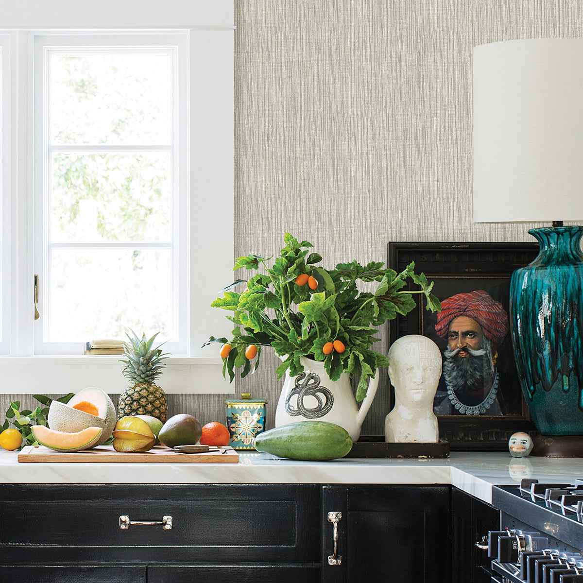 Seaton Grey Faux Grasscloth Wallpaper - York Wallcoverings - 2979-36976-5 - York Wallcoverings Wallpaper