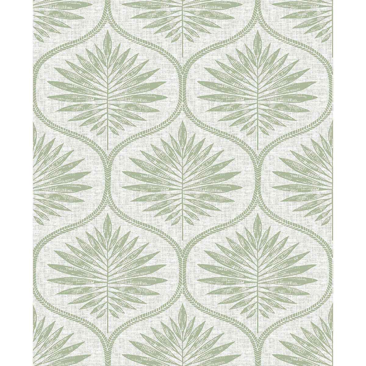 Green Primitive Leaves Peel and Stick Wallpaper - York Wallcoverings - NUS3621