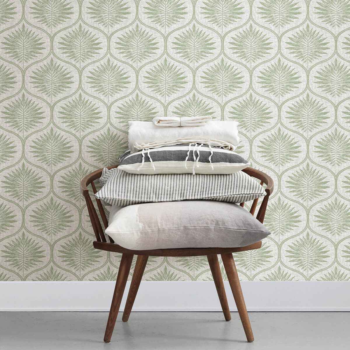 Green Primitive Leaves Peel and Stick Wallpaper - York Wallcoverings - NUS3621 - York Wallcoverings Wallpaper