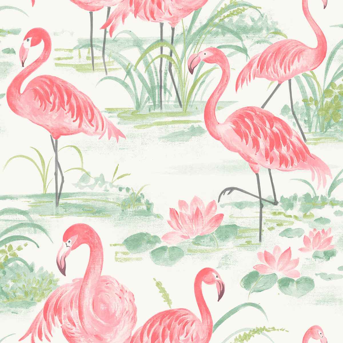 Pink Flamingo Beach Peel and Stick Wallpaper - York Wallcoverings - NUS3679