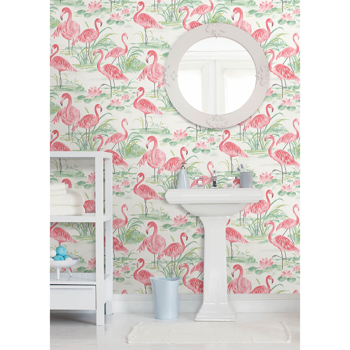 pink-flamingo-beach-peel-and-stick-wallpaper-york-wallcoverings-nus3679 - York Wallcoverings Wallpaper