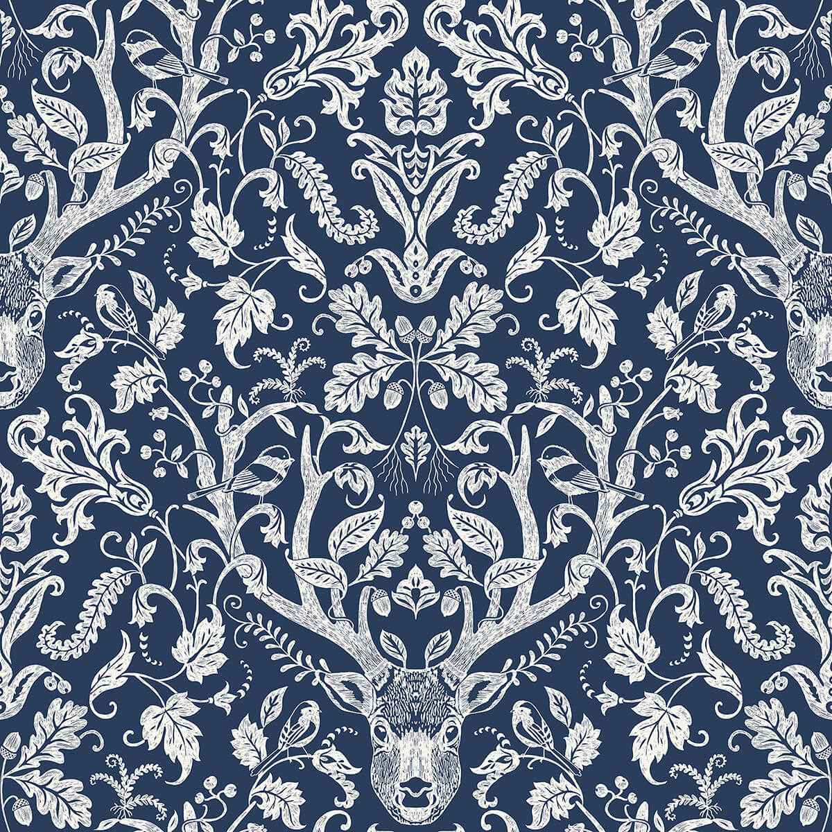 Navy Escape To the Forest Peel and Stick Wallpaper - York Wallcoverings - NUS3680 - York Wallcoverings Wallpaper