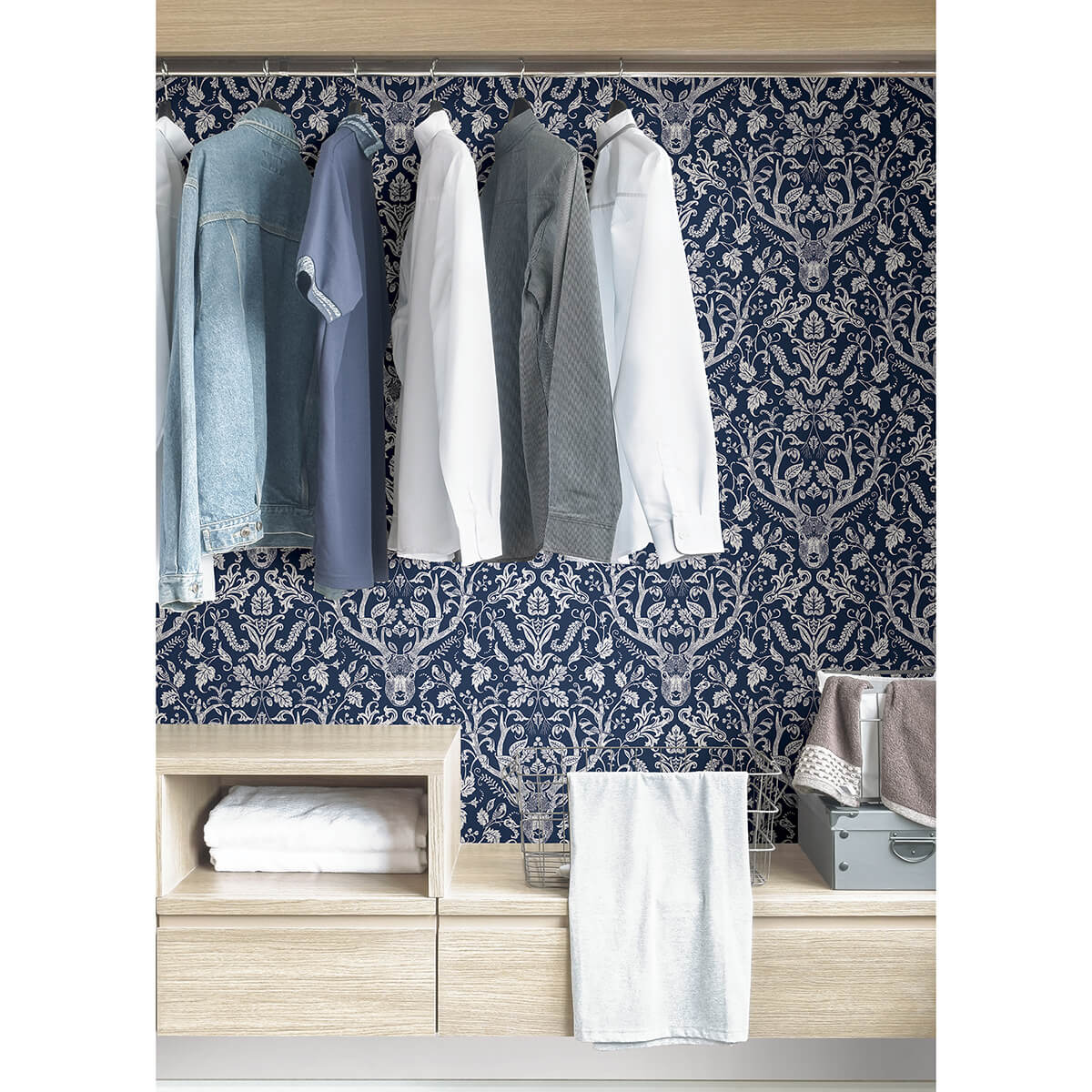 navy-escape-to-the-forest-peel-and-stick-wallpaper-york-wallcoverings-nus3680 - York Wallcoverings Wallpaper