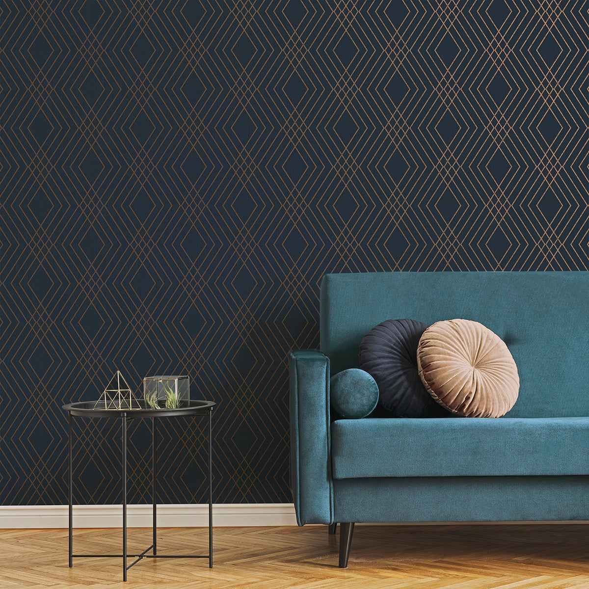 Shard Navy Trellis Wallpaper - York Wallcoverings - FD42605 - York Wallcoverings Wallpaper