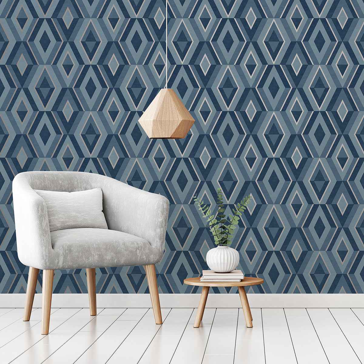 Shard Blue Geometric Wallpaper - York Wallcoverings - FD42608 - York Wallcoverings Wallpaper