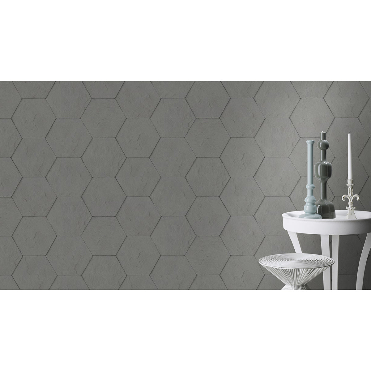 bascom-dark-grey-stone-hexagon-wallpaper-york-wallcoverings-4015-427127 - York Wallcoverings Papel pintado
