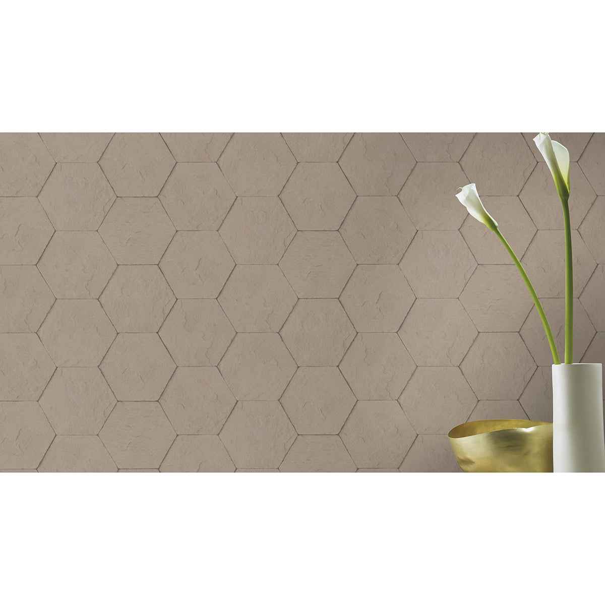 Bascom Light Grey Stone Hexagon Wallpaper - York Wallcoverings - 4015-427134 - York Wallcoverings Wallpaper