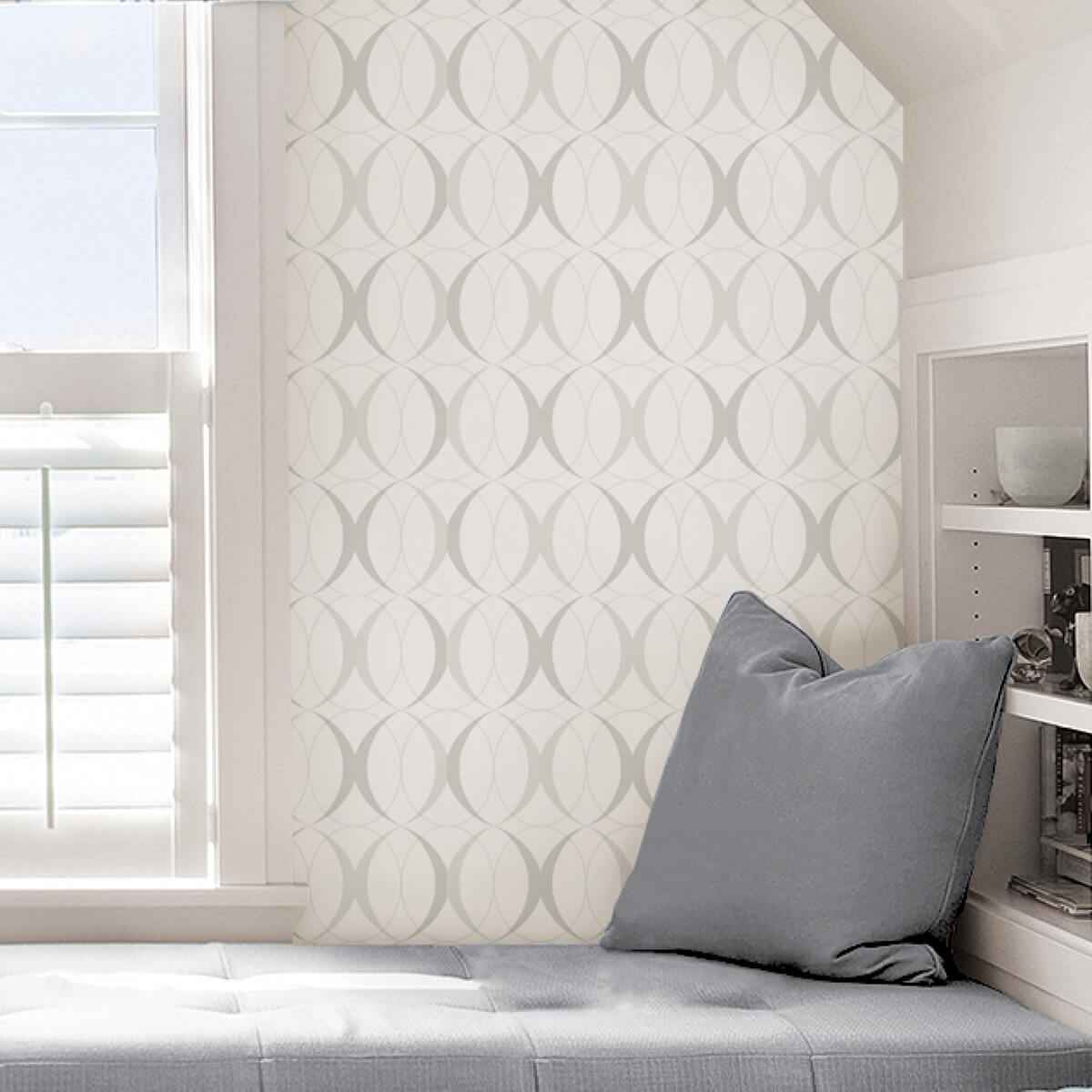 Circulate Light Silver Peel and Stick Wallpaper - York Wallcoverings - NUS1704 - York Wallcoverings Wallpaper
