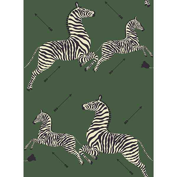 Serengeti Green Zebra Safari Scalamandre Self Adhesive Wallpaper - York Wallcoverings - SCS3871
