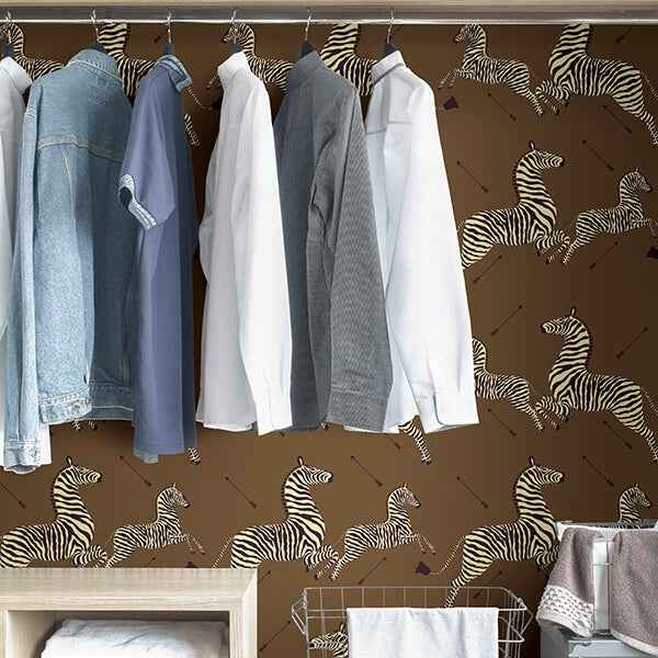 Safari Brown Zebra Safari Scalamandre Self Adhesive Wallpaper - York Wallcoverings - SCS3872 - York Wallcoverings Wallpaper