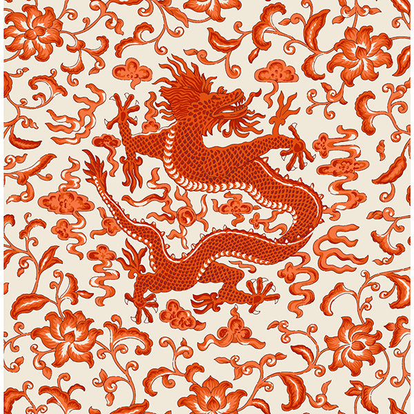 persimmon-chien-dragon-scalamandre-self-adhesive-wallpaper-york-wallcoverings-scs3879 - York Wallcoverings Wallpaper