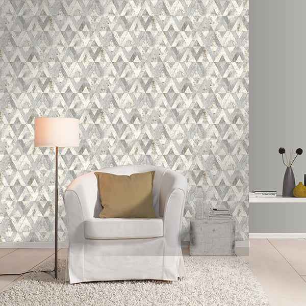 Shikhar Silver Geometric Wallpaper - York Wallcoverings - RH535518 - York Wallcoverings Wallpaper