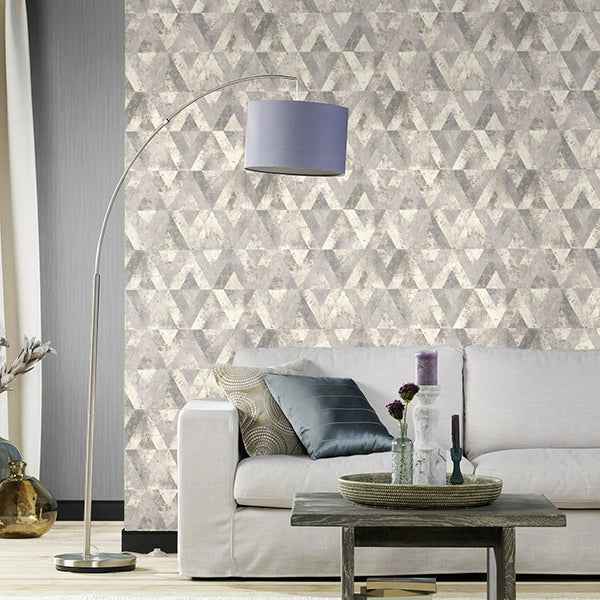 Shikhar Silver Geometric Wallpaper - York Wallcoverings - RH535518 - York Wallcoverings Wallpaper
