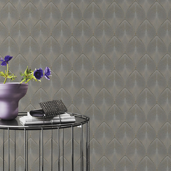 tirsuli-grey-ogee-wallpaper-york-wallcoverings-rh535853 - York Wallcoverings Wallpaper
