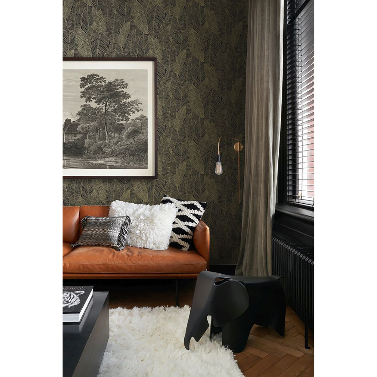 canales-black-gold-inked-leaves-wallpaper-york-wallcoverings-dd139126 - York Wallcoverings Wallpaper