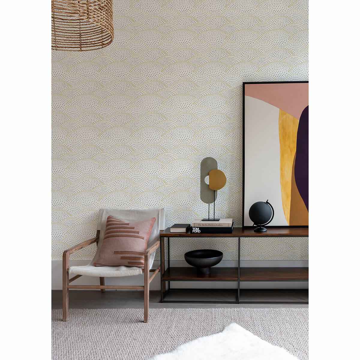 Bennett Grey Dotted Scallop Wallpaper - York Wallcoverings - 2903-25869 - York Wallcoverings Wallpaper