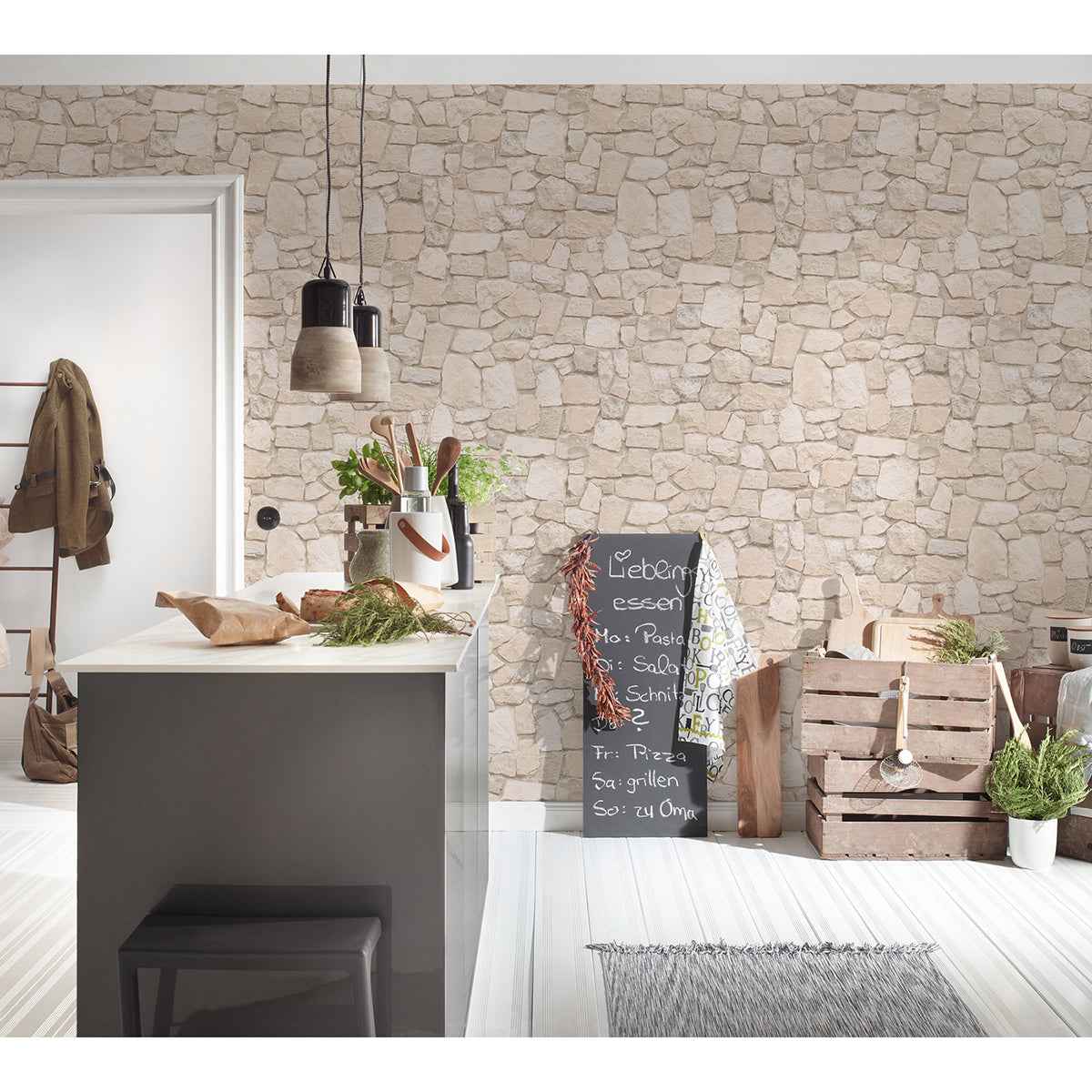 Morris Beige Natural Stone Wallpaper - York Wallcoverings - AS692429 - York Wallcoverings Wallpaper