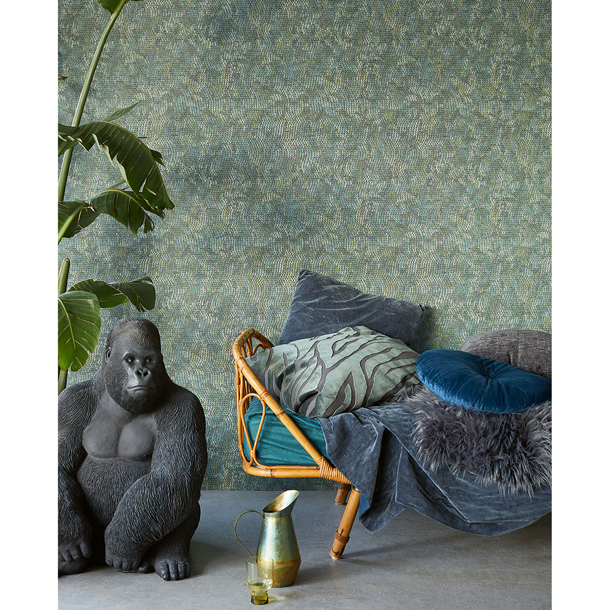 Viper Teal Snakeskin Wallpaper - York Wallcovering