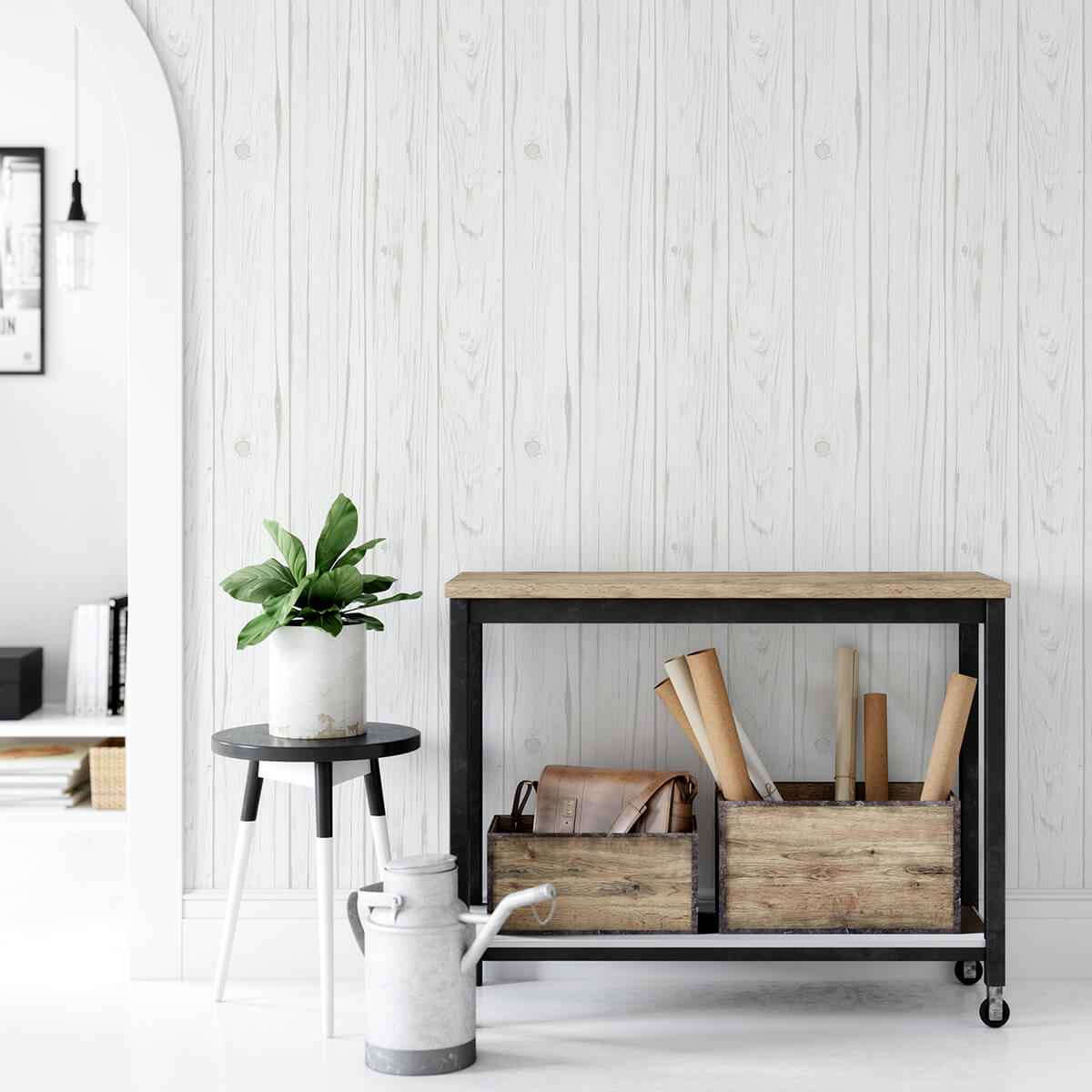 White Barnwood Peel & Stick Wallpaper - York Wallcoverings - NH3551 - York Wallcoverings Wallpaper