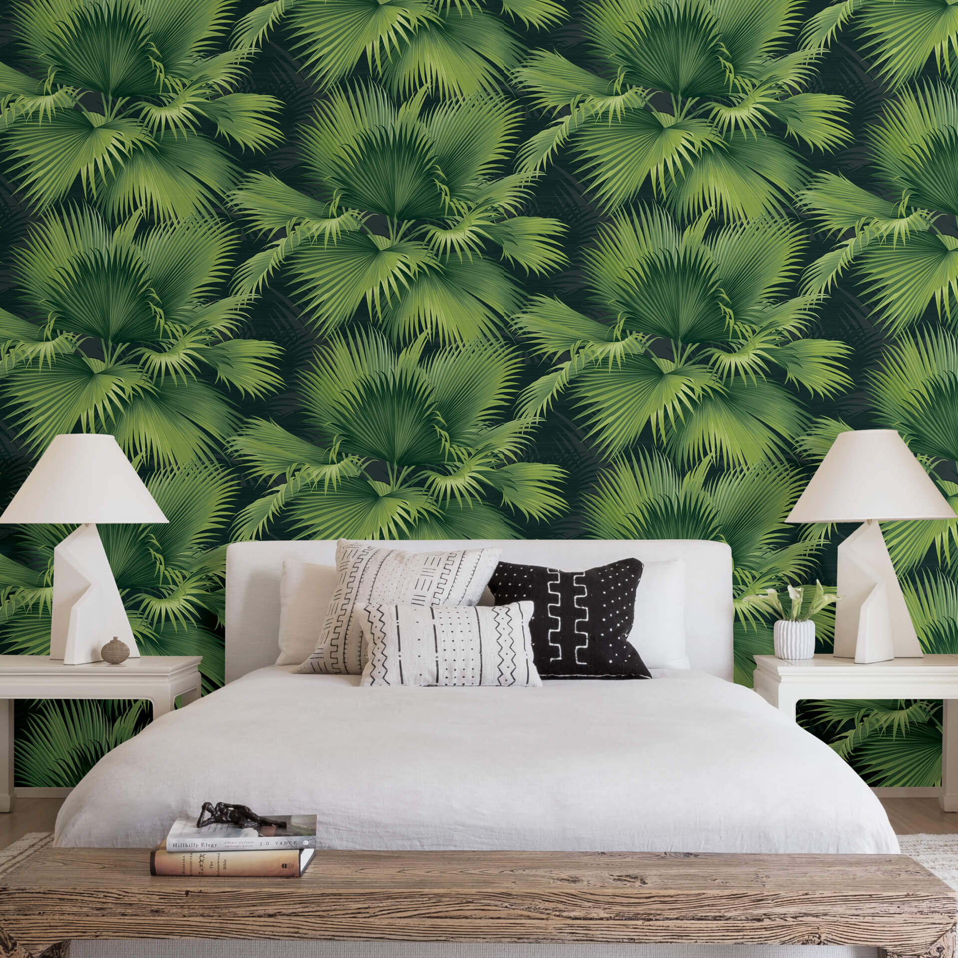 summer-palm-dark-green-tropical-wallpaper-york-wallcoverings-2927-40104 - York Wallpaper Wallpaper