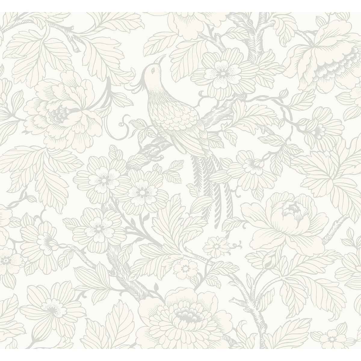 Beaufort Dove Peony Chinoiserie Wallpaper - York Wallcoverings - 2927-80400