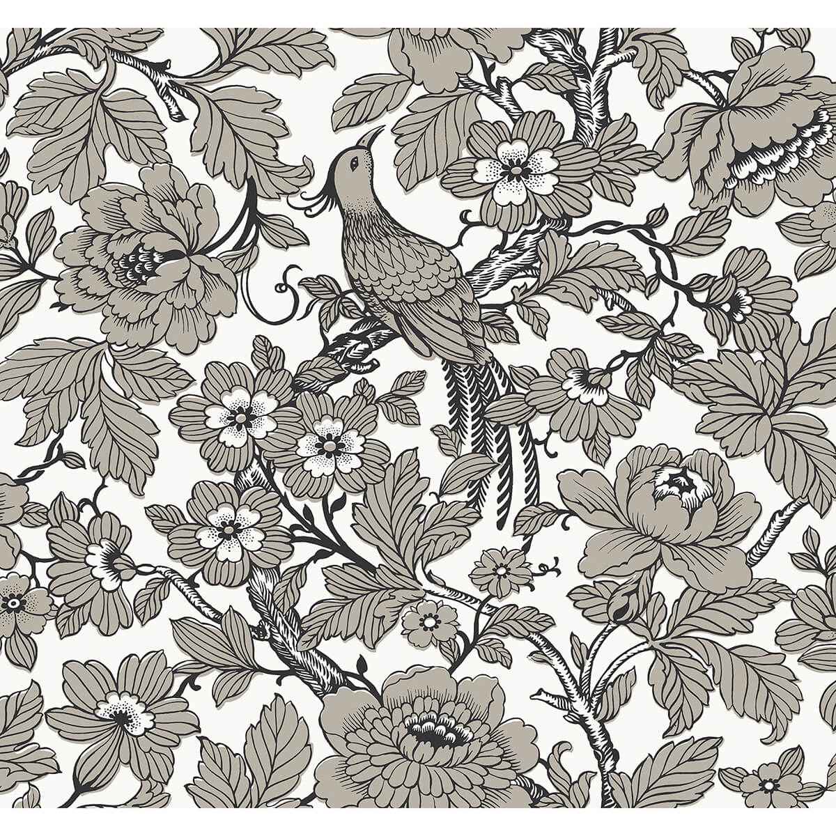 Beaufort Black Peony Chinoiserie Wallpaper - York Wallcoverings - 2927-80410