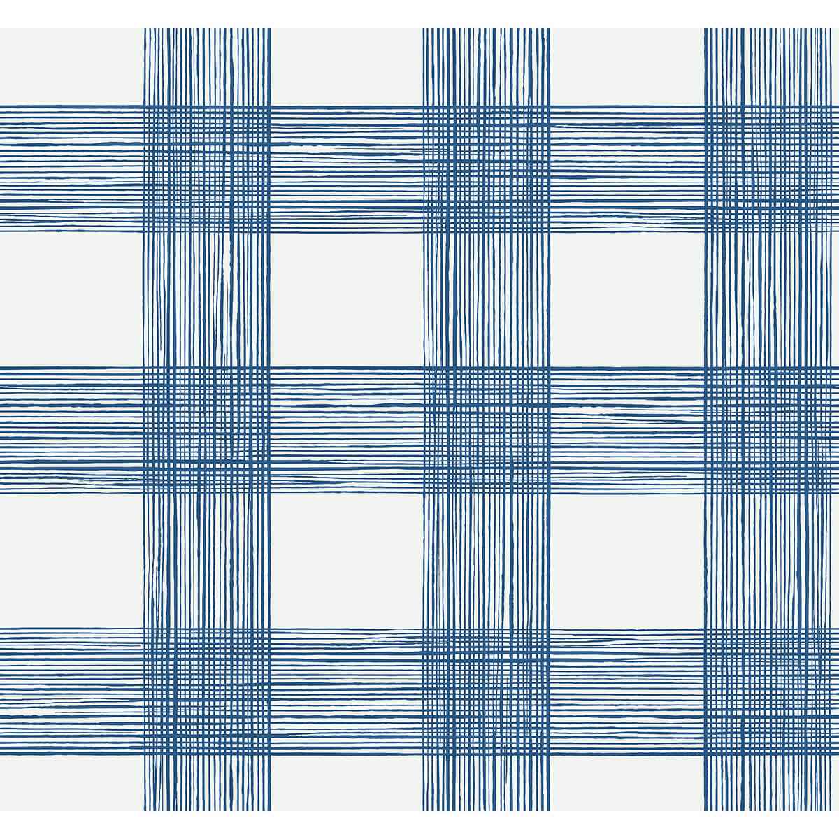 Scarborough Indigo Striated Plaid Wallpaper - York Wallcoverings - 2927-80902