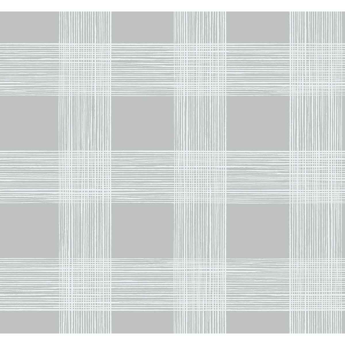 Scarborough Grey Striated Plaid Wallpaper - York Wallcoverings - 2927-80908