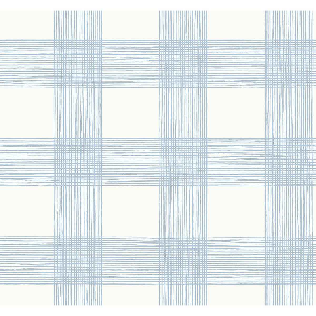 Scarborough Light Blue Striated Plaid Wallpaper - York Wallcoverings - 2927-80912