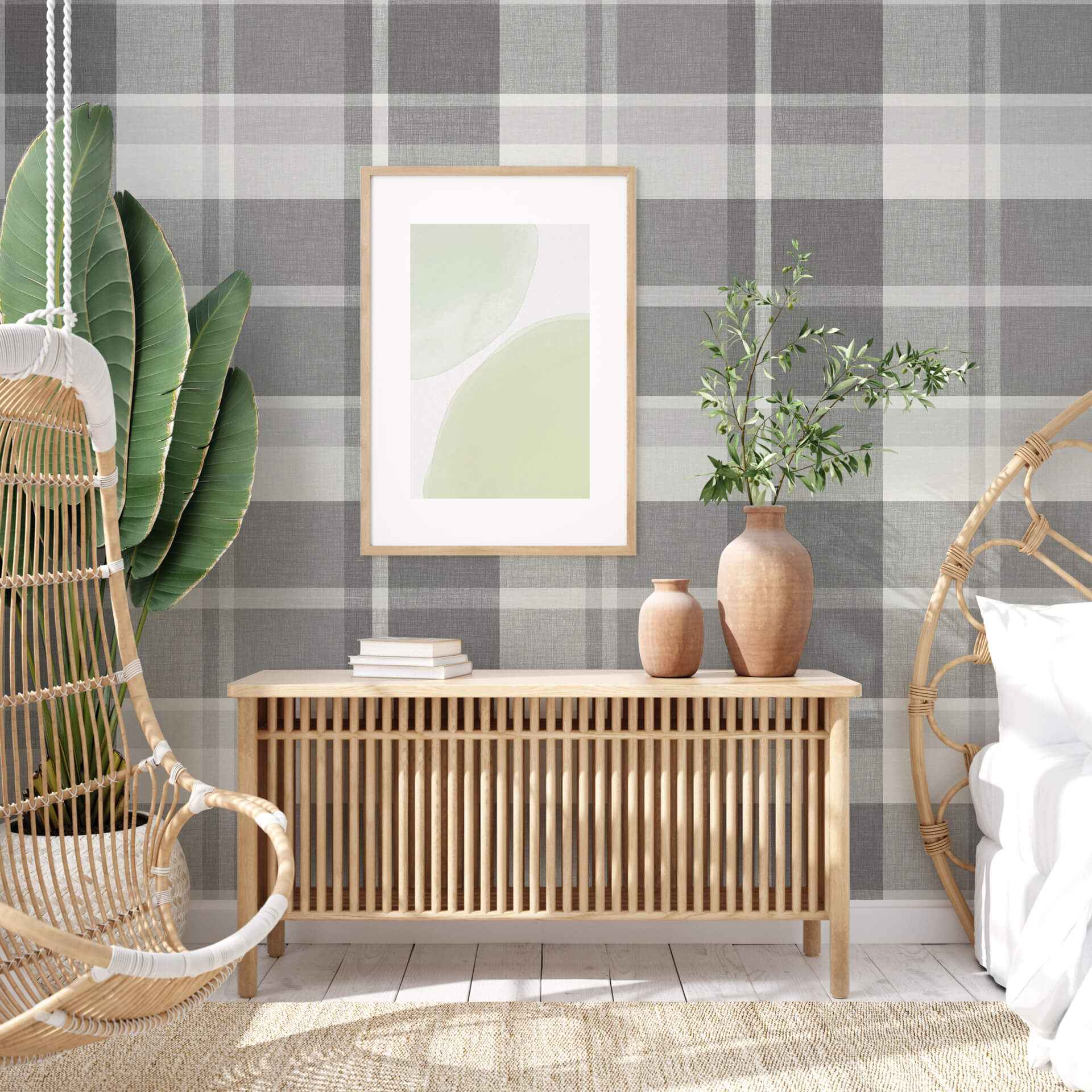 Madaket Dark Grey Plaid Wallpaper - York Wallcoverings - 2927-81108 - York Wallcoverings Wallpaper