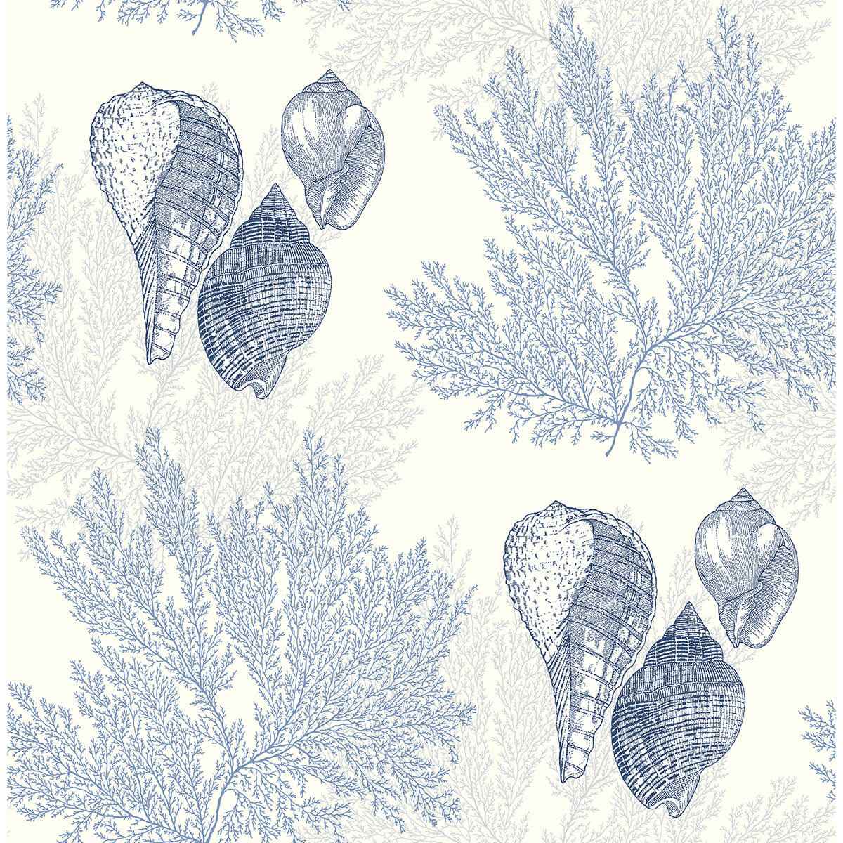 Nauset Blue Seashell Shores Wallpaper - York Wallcoverings - 2927-81202