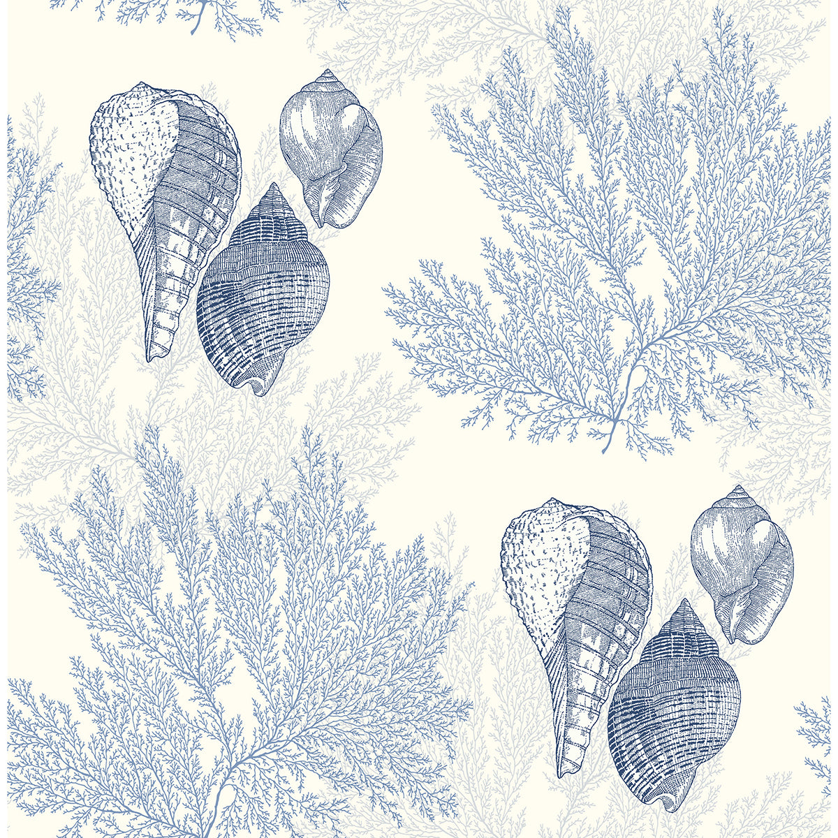 Nauset Blue Seashell Shores Wallpaper - York Wallcoverings - 2927-81202 - York Wallcoverings Wallpaper