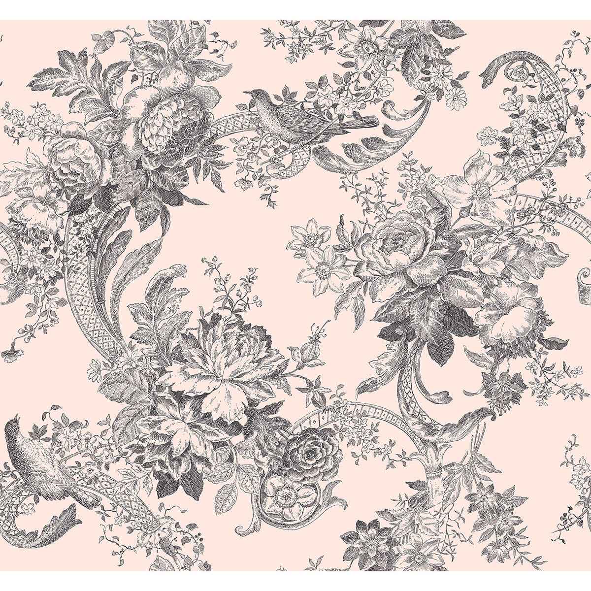 Carmel Blush Baroque Florals Wallpaper - York Wallcoverings - 2927-81601