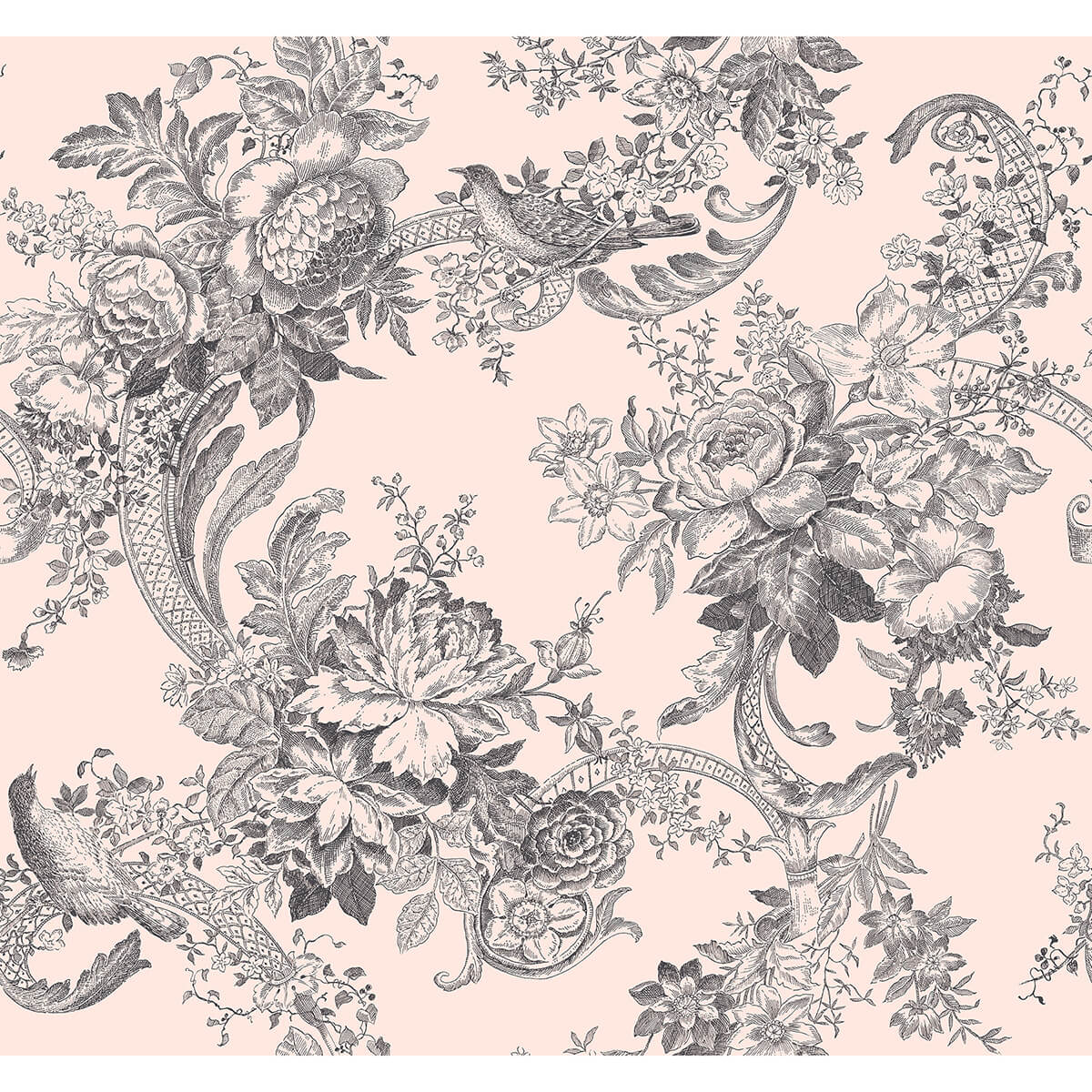 carmel-blush-baroque-florals-wallpaper-york-wallcoverings-2927-81601 - York Wallcoverings Wallpaper