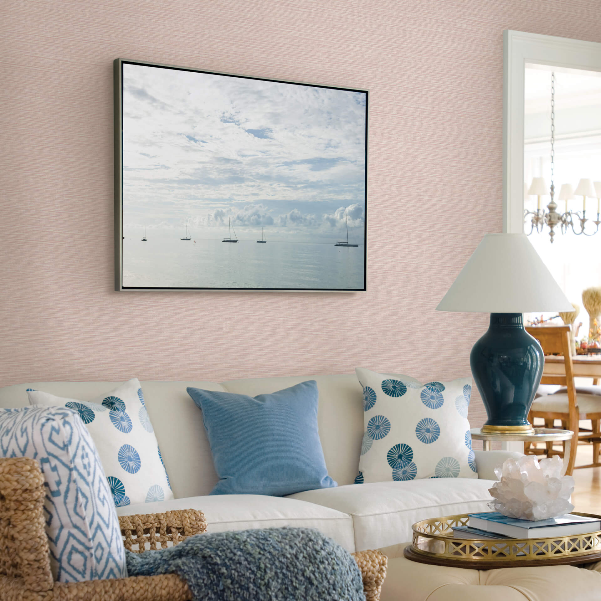 tiverton-blush-faux-grasscloth-wallpaper-york-wallcoverings-2927-81701 - York Wallpaper Wallpaper