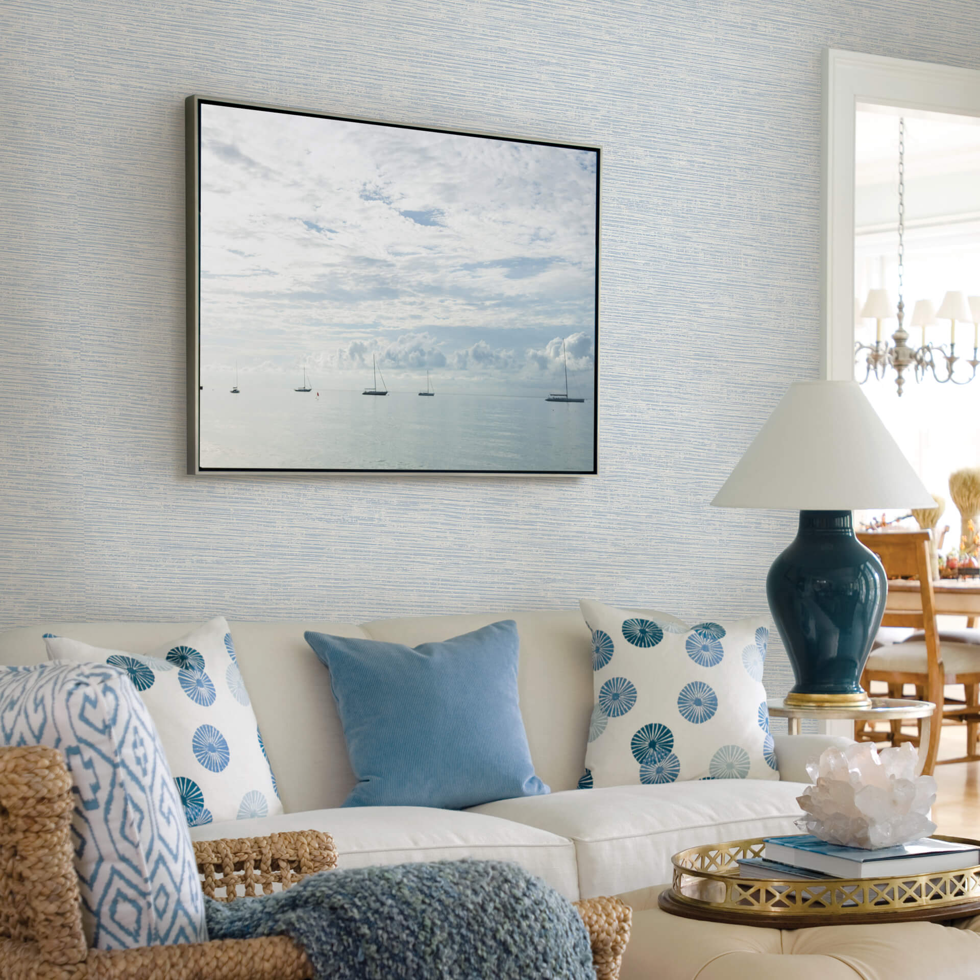 tiverton-sky-blue-faux-grasscloth-wallpaper-york-wallcoverings-2927-81702 - York Wallcoverings Wallpaper