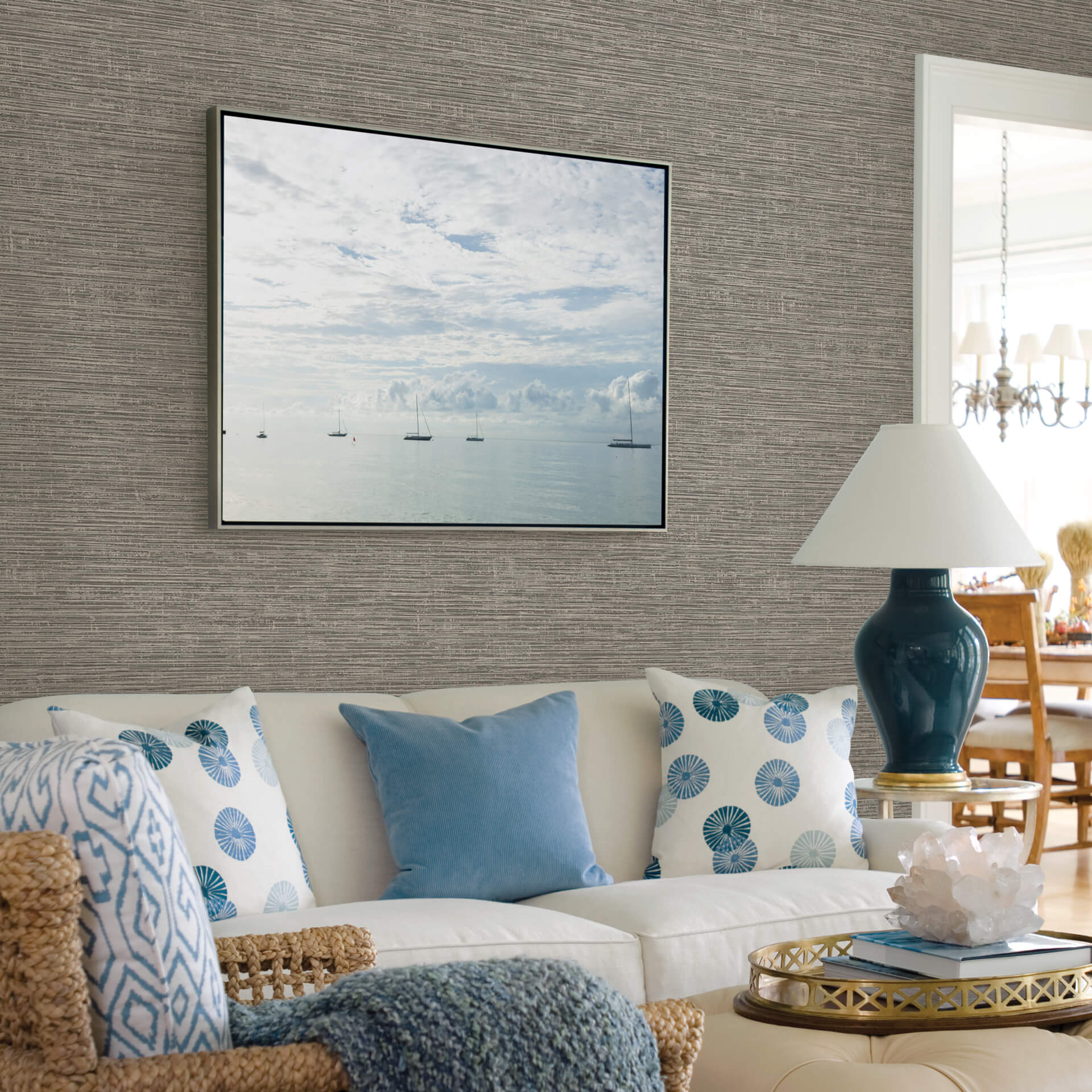 tiverton-charcoal-faux-grasscloth-wallpaper-york-wallcoverings-2927-81710 - York Wallcoverings Wallpaper