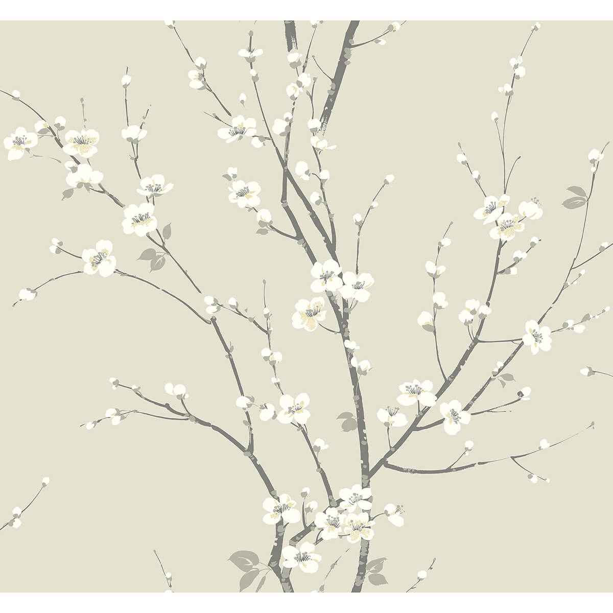 Monterey Ivory Floral Branch Wallpaper - York Wallcoverings - 2927-81805