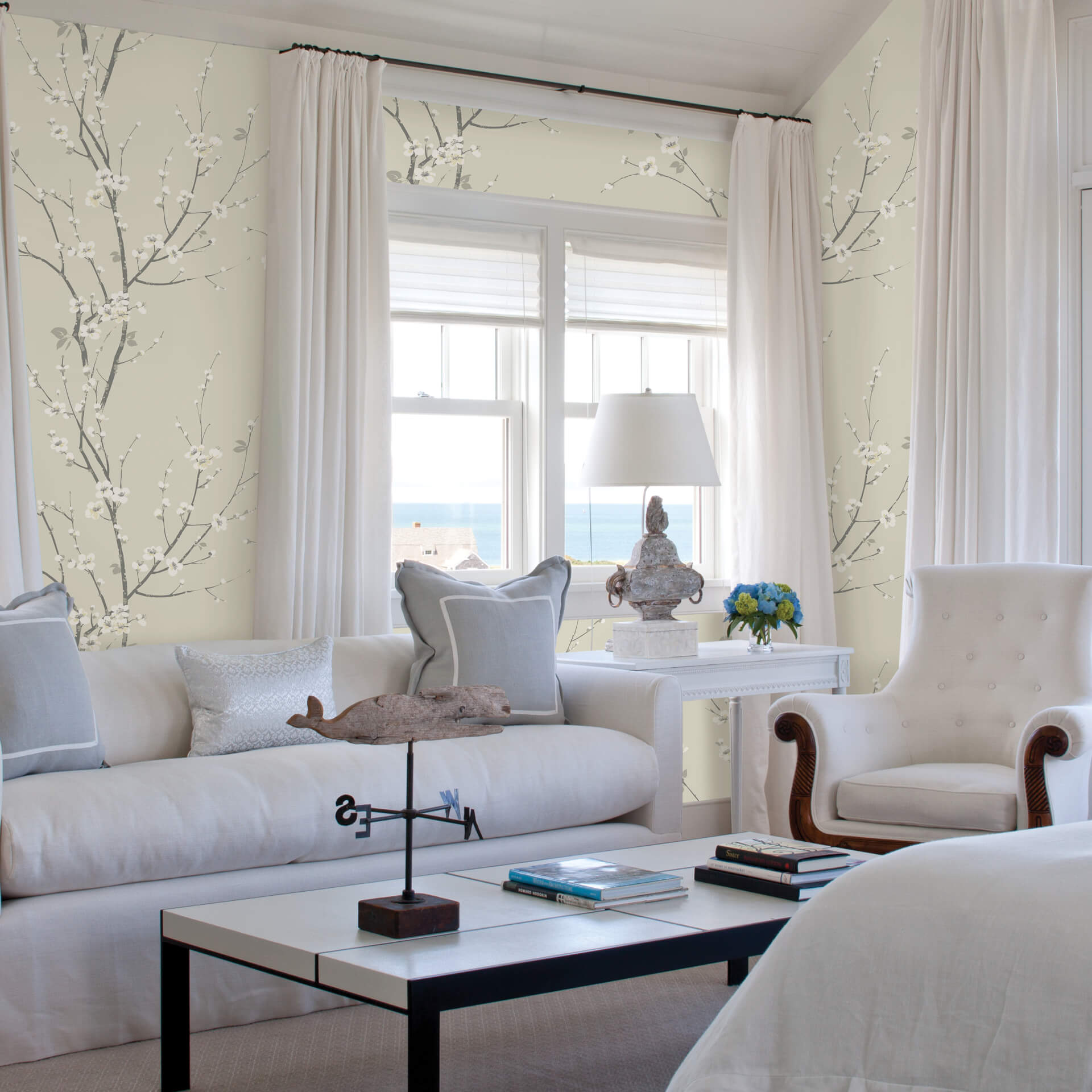 monterey-ivory-floral-branch-wallpaper-york-wallcoverings-2927-81805 - York Wallcoverings Wallpaper