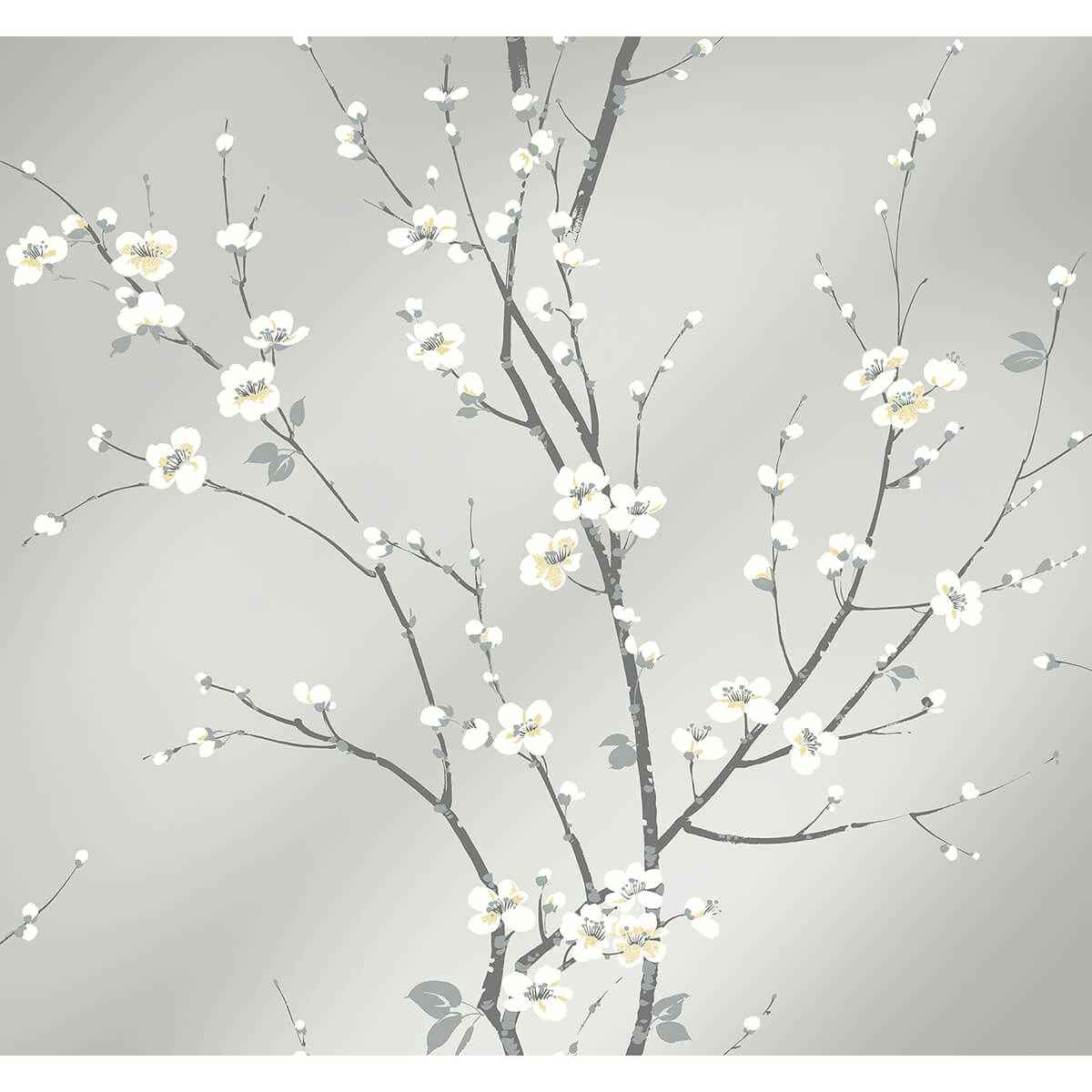 Monterey Silver Mist Floral Branch Wallpaper - York Wallcoverings - 2927-81808 - York Wallcoverings Wallpaper
