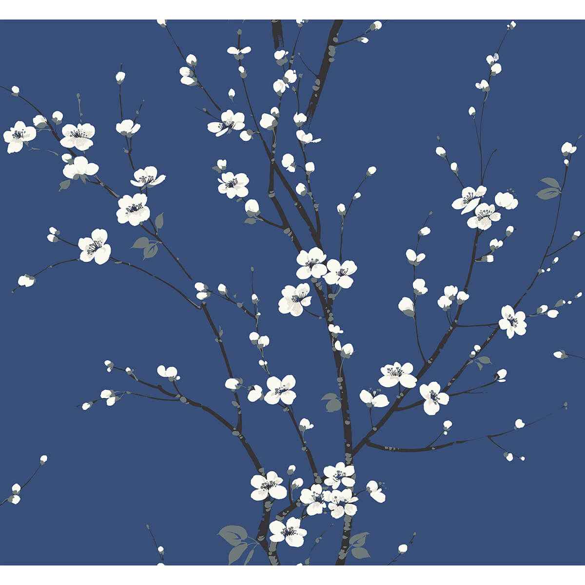 Monterey Cobalt Floral Branch Wallpaper - York Wallcoverings - 2927-81812 - York Wallcoverings Wallpaper