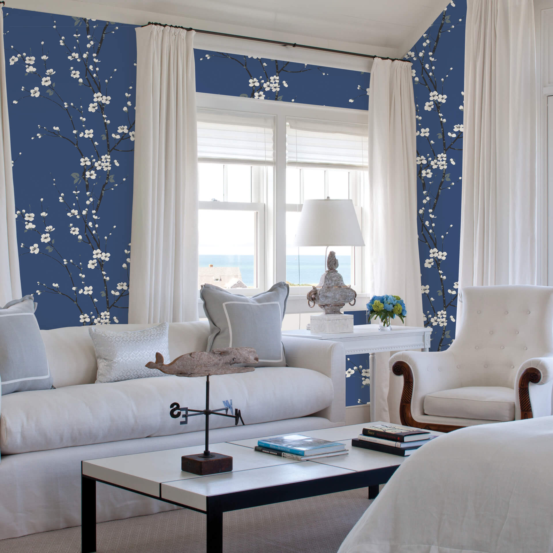 monterey-cobalt-floral-branch-wallpaper-york-wallcoverings-2927-81812 - York Wallcoverings Wallpaper