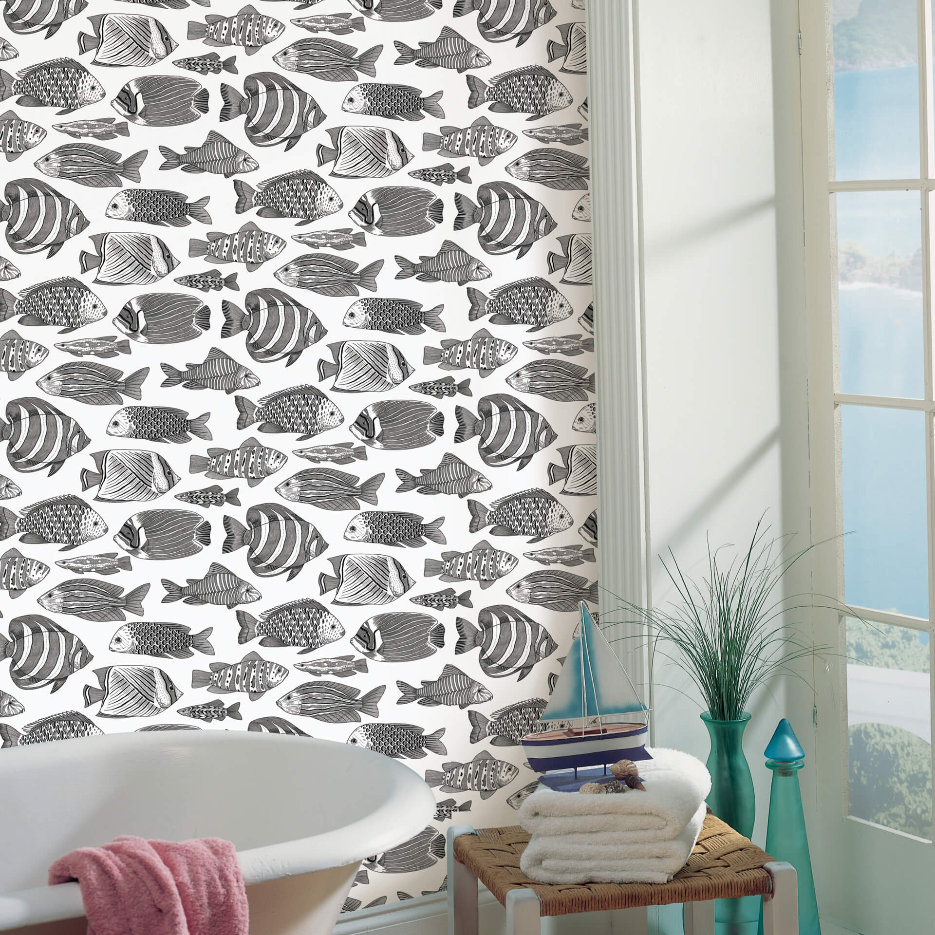 wailea-black-tropical-school-wallpaper-york-wallcoverings-2927-80200 - York Wallcoverings Wallpaper