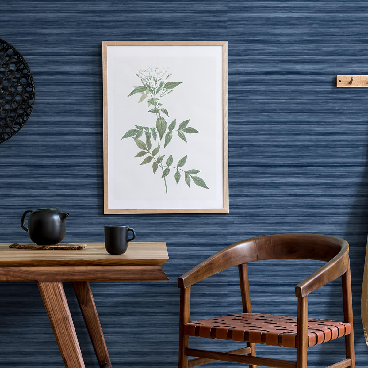indigo-crossweave-string-peel-and-stick-wallpaper-york-wallcoverings-nus3959 - York Wallcoverings Wallpaper