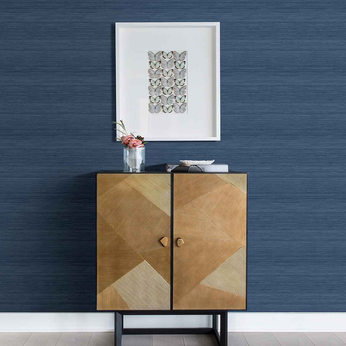 Indigo Crossweave String Peel and Stick Wallpaper - York Wallcoverings - NUS3959 - York Wallcoverings Wallpaper