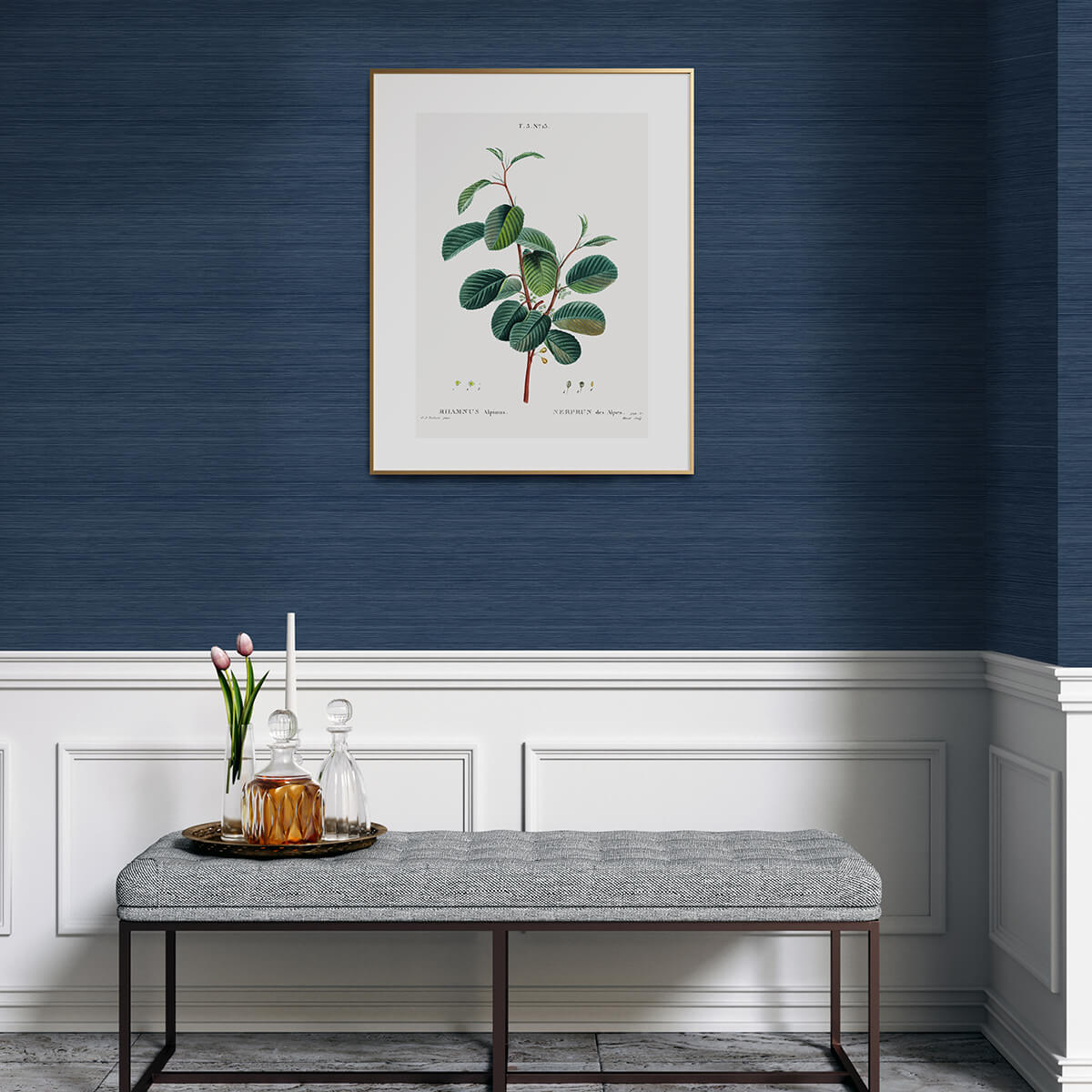 indigo-crossweave-string-peel-and-stick-wallpaper-york-wallcoverings-nus3959 - York Wallcoverings Wallpaper